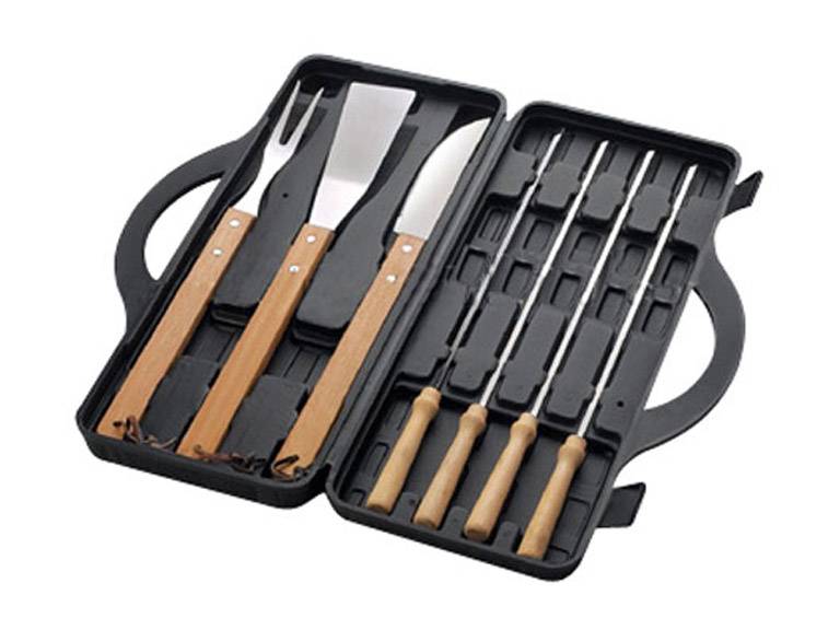 Set Maletin Asado Parrilla Negro con 7 Herramientas Importclick