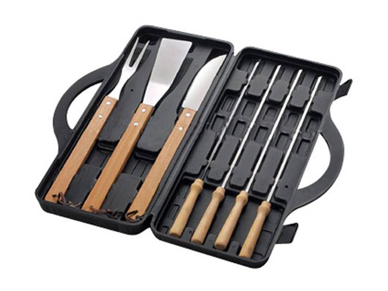 Set Maletin Asado Parrilla Negro con 7 Herramientas