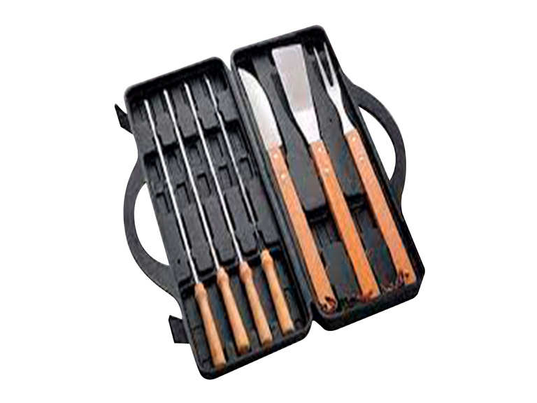 Set Maletin Asado Parrilla Negro con 7 Herramientas Importclick