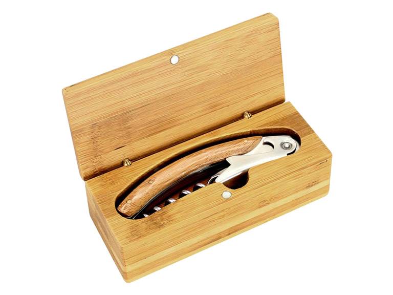 Caja Elegante Descorchador Vino Bamboo Ecologico Importclick