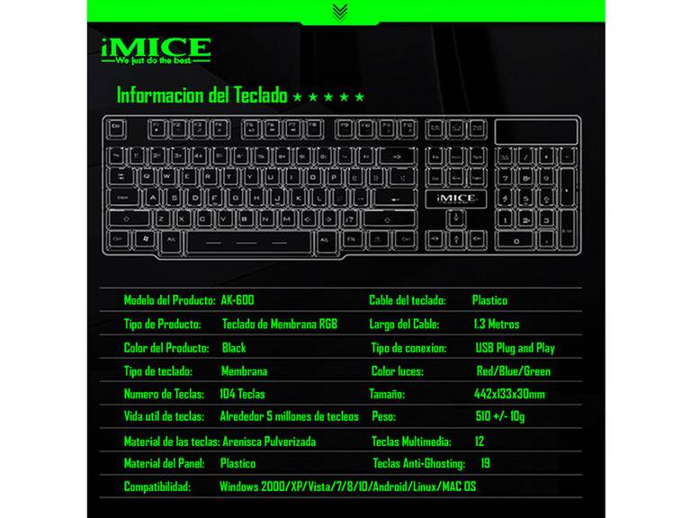 Kit Gamer Teclado + Mouse RGB Colores Importclick
