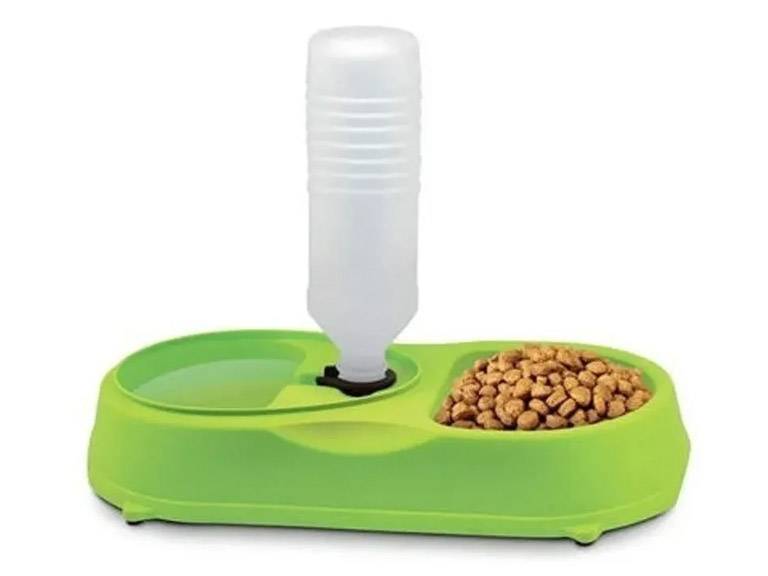 Dispensador Plato Agua y Comida Mascotas Verde Importclick