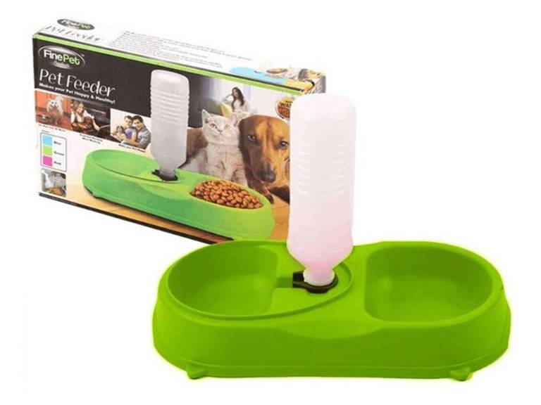 Dispensador Plato Agua y Comida Mascotas Verde Importclick