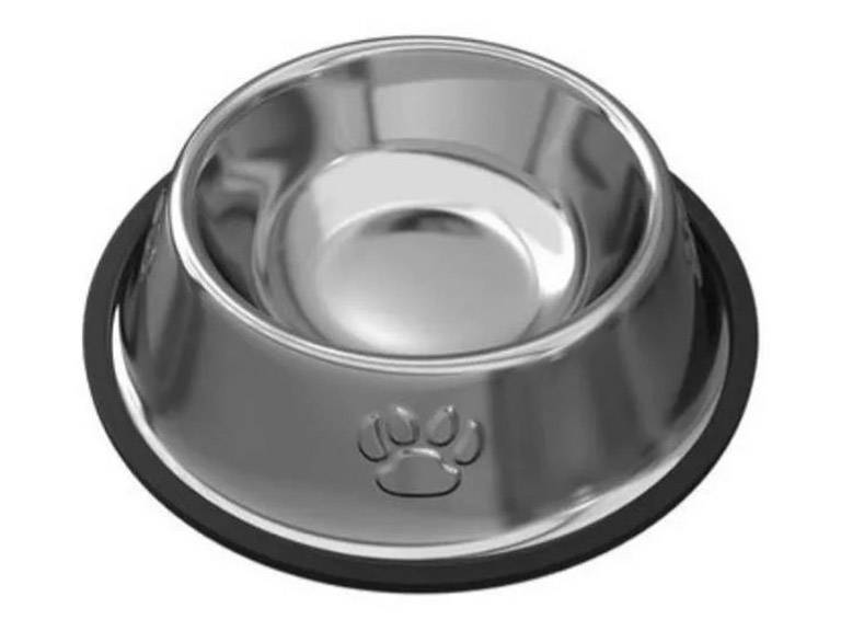 Plato Acero Inoxidable Antideslizante Mascotas Perro - Gato 27 cm