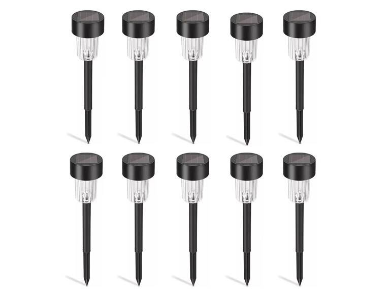 Pack 10 Estacas Focos LED Solar Jardín Exterior Negro Importclick