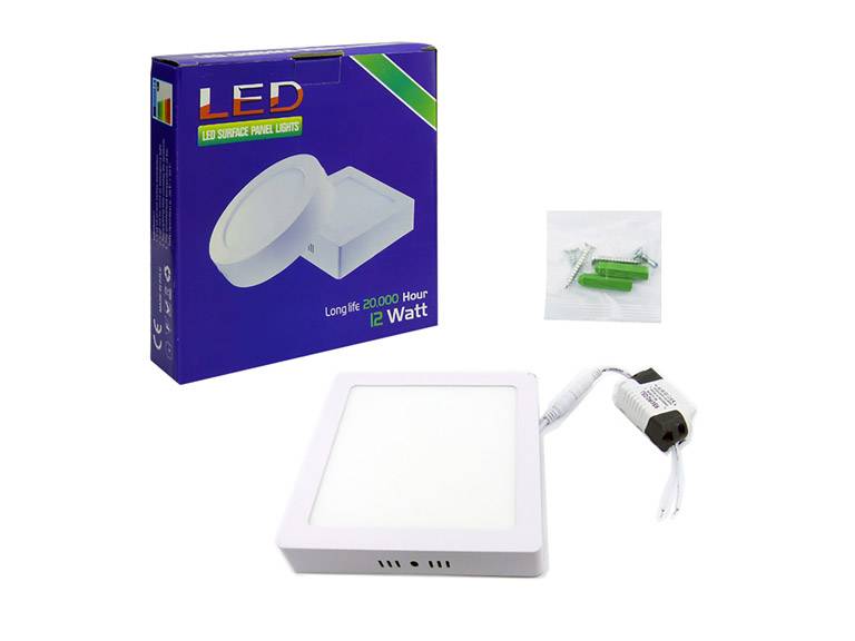 Foco LED Panel 12 Watt Cuadrado Sobrepuesto Luz Blanca Importclick