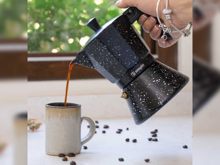 Cafetera Italiana Negra Granito 4 Tazas