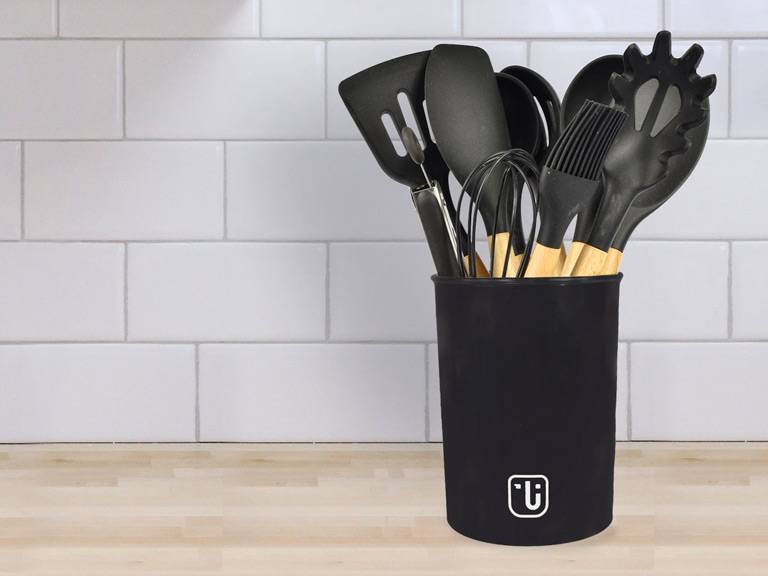 Set 12 Utensilios De Cocina Silicona Negro