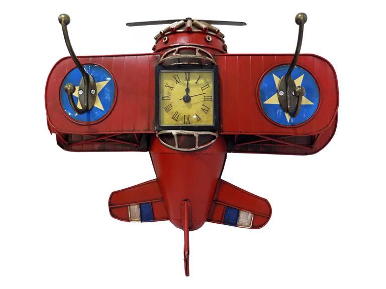 Adorno Metal  Avión Reloj con Colgador