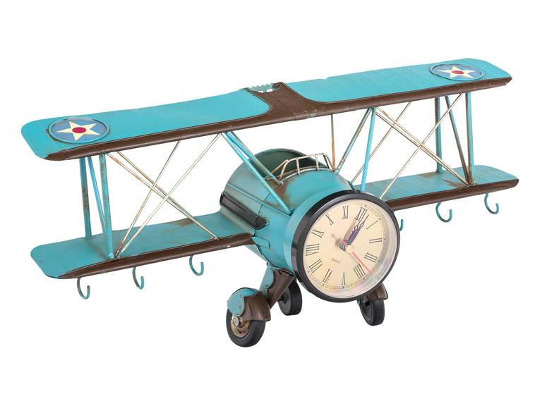 Adorno Metal  Avión Reloj con Colgador