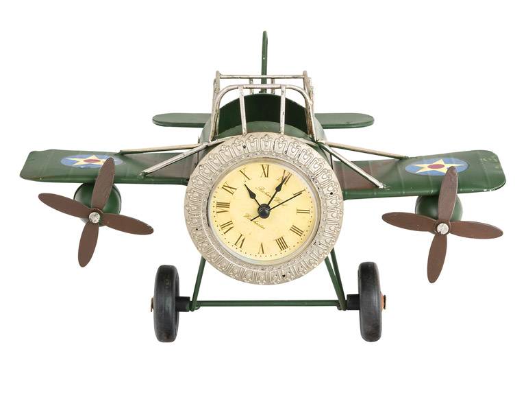 Adorno Metal Reloj Avión