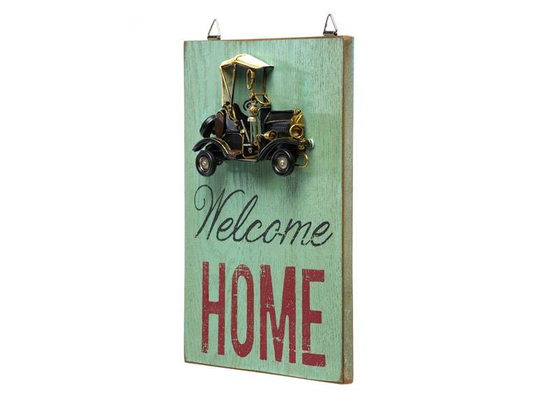 Cartel de Bienvenida con Madera y Metal