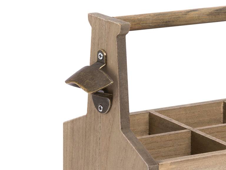 Porta Botellas Madera con Abridor