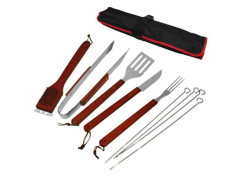 Delantal asado Parrilla Negro con 9 Herramientas Importclick