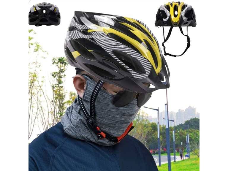 Casco Amarillo Bicicleta Profesional Full Seguridad con Luz