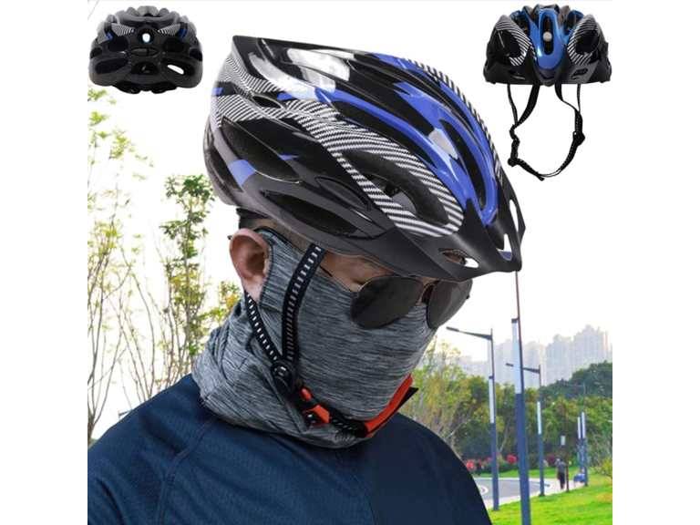 Casco Azul Bicicleta Profesional Full Seguridad con Luz