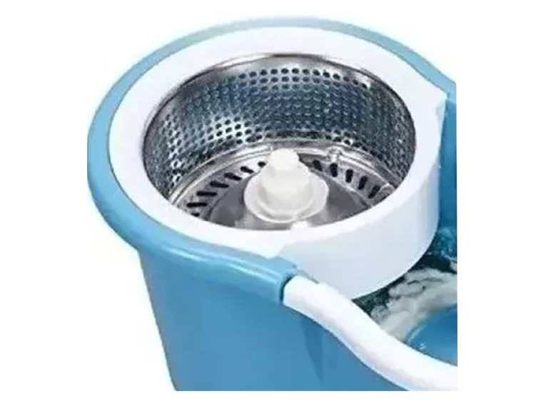 Mopa Giratoria 360º Celeste Trapeador Canasto Acero Inoxidable Importclick