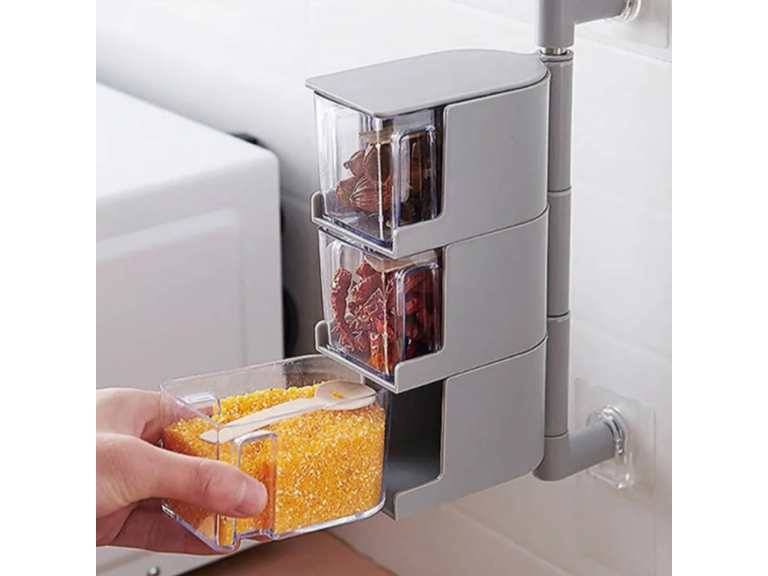 Caja Condimentos Cocina 3 Compartimientos Pared Importclick