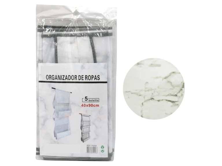 Organizador Closet Plegable para Ropa 5 Bolsillos Blanco