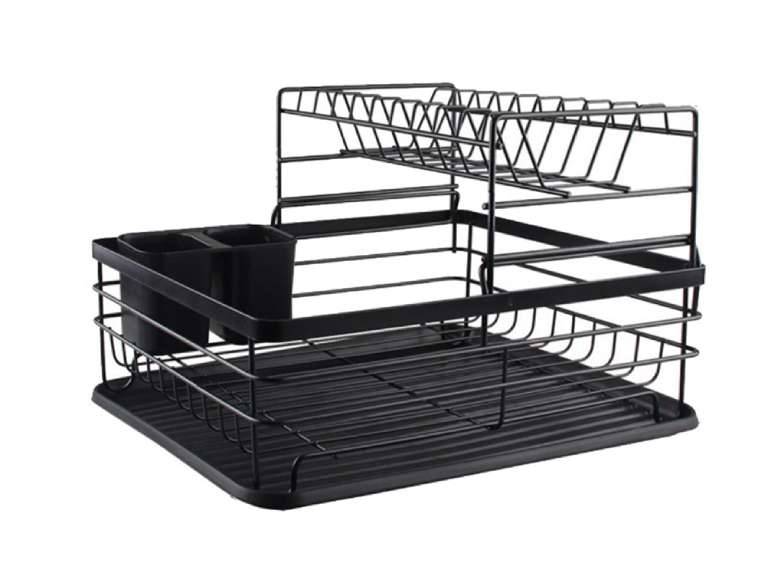 Secaplatos Escurridor 2 Niveles Acero Inox Negro Simplit