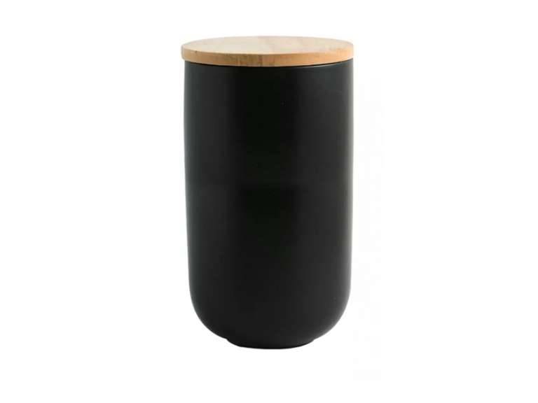 Contenedor de Cerámica Hermético Tapa Madera L Negro Simplit
