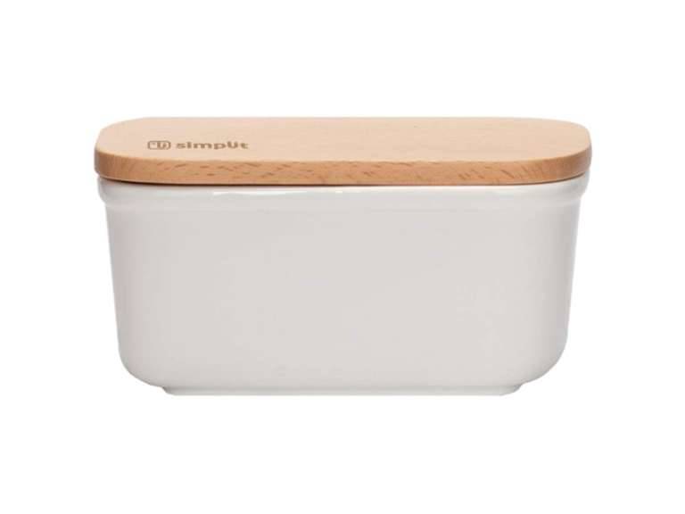 Mantequillero de Cerámica Tapa Bamboo 300 ml Simplit