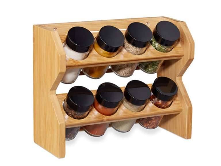 Especiero Condimentos de Madera 8 Frascos Vidrio Simplit