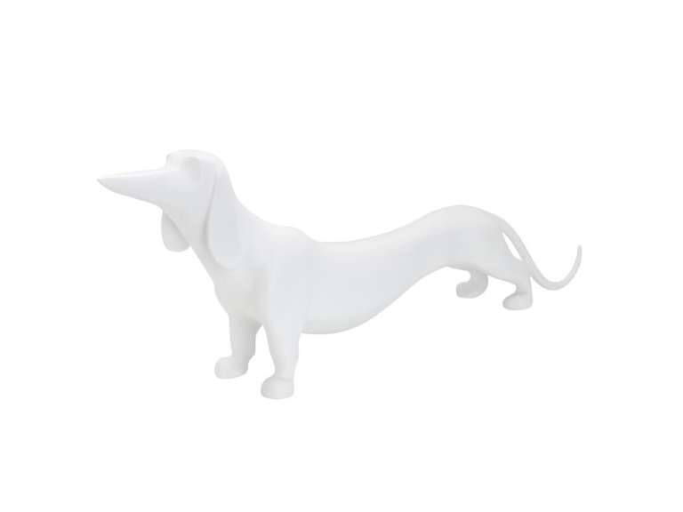 Adorno Resina Perro Blanco 46x7x17 cm