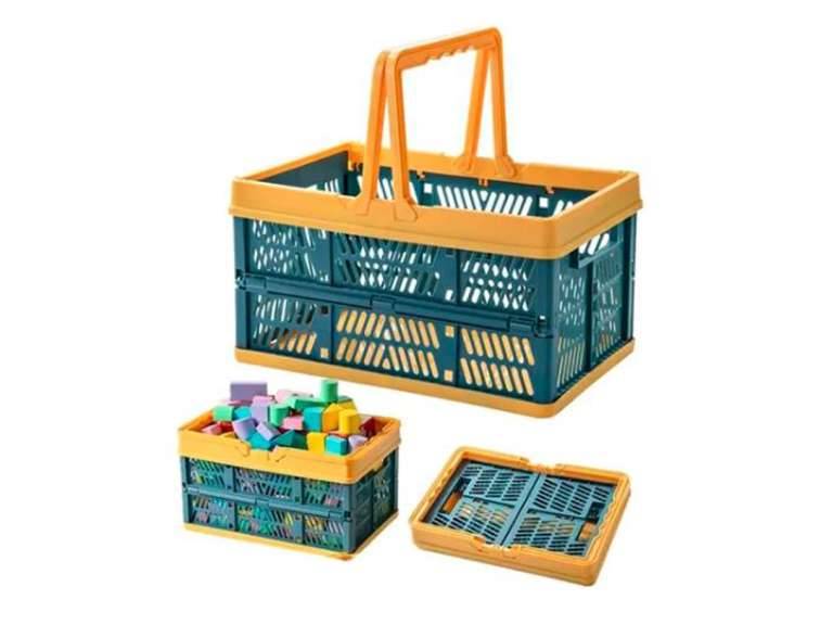 Canasto Organizador con asas amarillo 40x29x30 cm Importclick