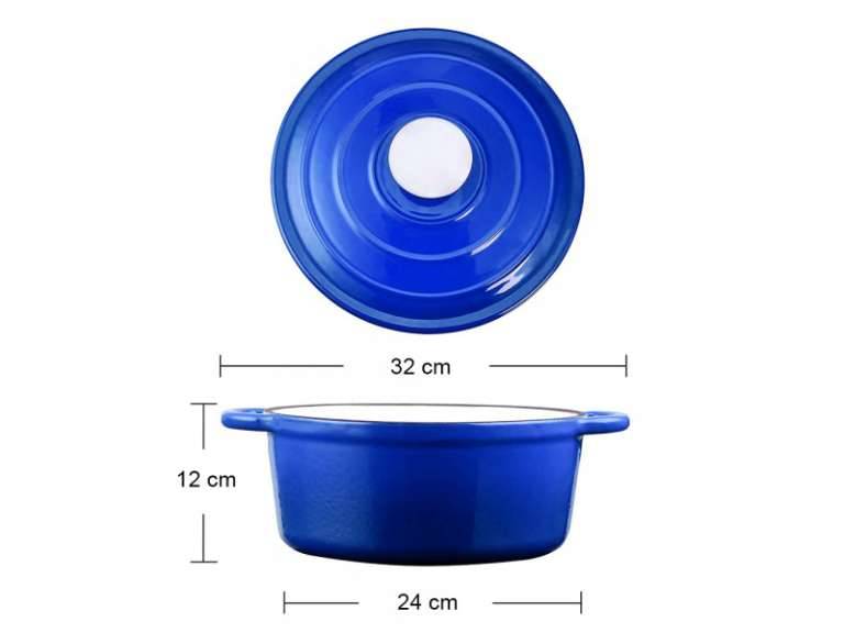 Olla Hierro Fundido Redonda Azul 24 X 12 cm