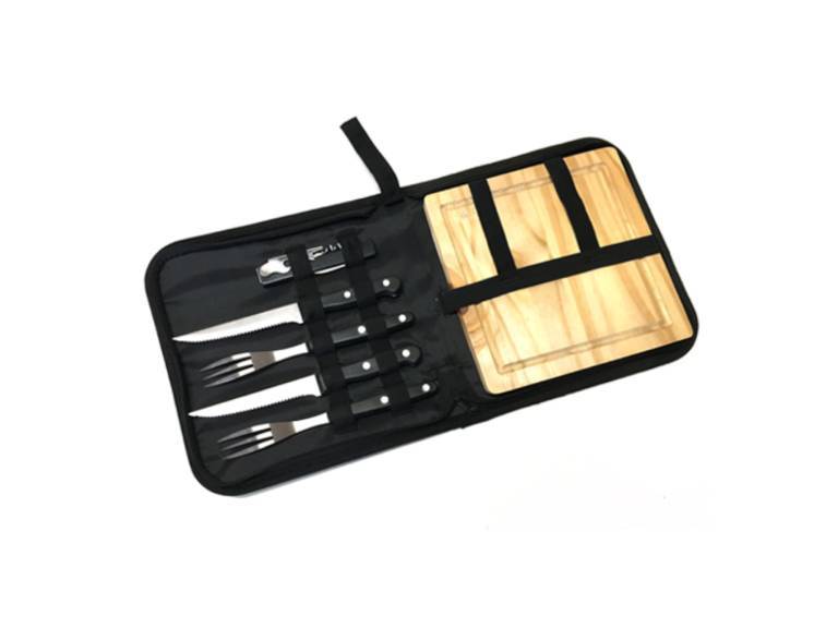 Set Asado Parrilla BBQ 6 Piezas Negro Importclick