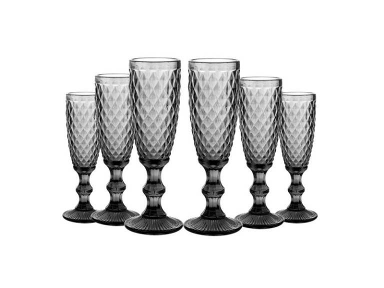 Set 6 copas champagne gris 150 ml Smooky