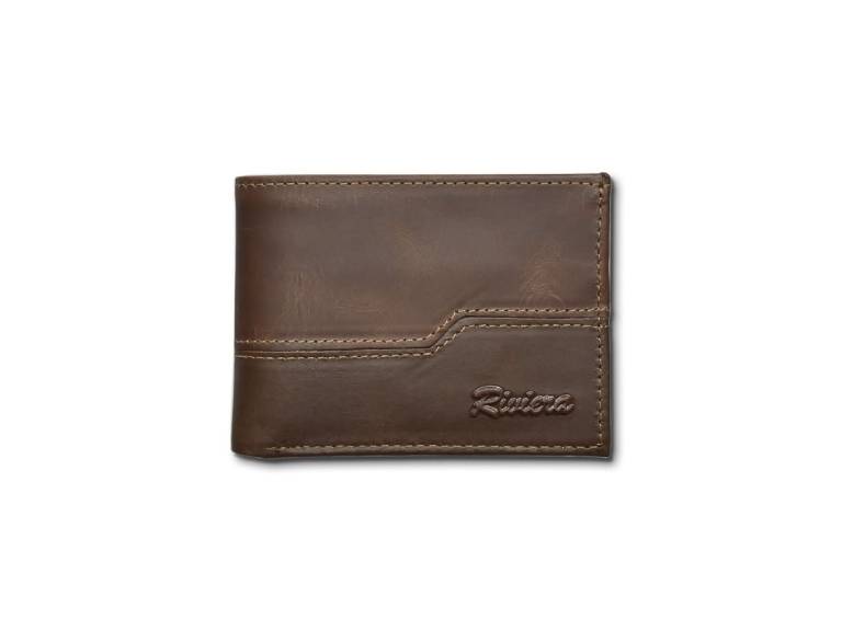 Billetera 100% cuero Natural genuino Café-Natural