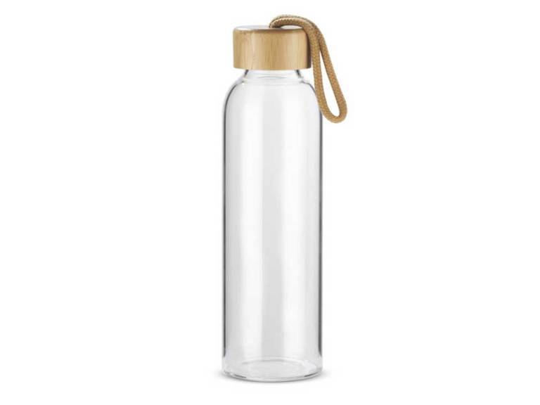 Botella Vidrio Con Tapa Bambú 500 ML Importclick