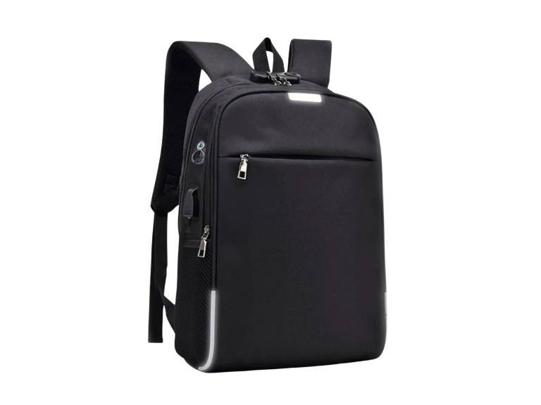 Mochila Notebook Impermeable con USB Negro 46x30x15 cm