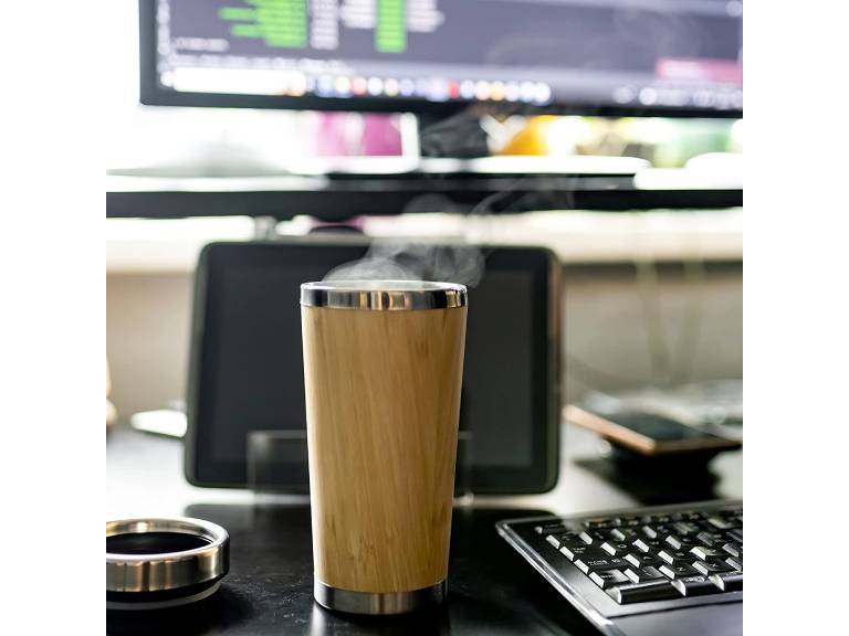 Mug Termo Bambú Acero Inoxidable 420 ML Importclick