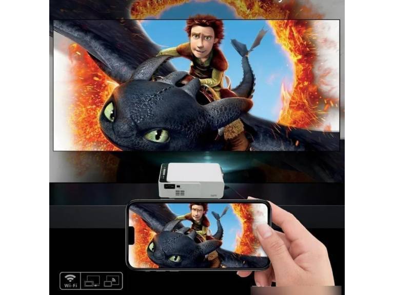 Proyector Mini Blanco Full HD Led WIFI 1920 x 1080 Importclick