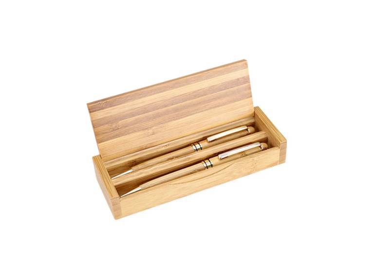 Set 2 Bolígrafo Lápiz Estuche de Bambú Deluxe Importclick