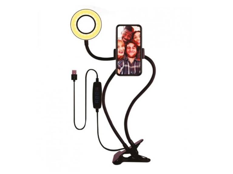 Soporte Clip Aro Luz 10 Cm Smartphone Flexible