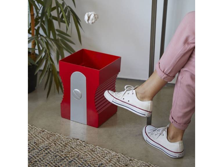 Papelero Plástico Rojo + Portalapices