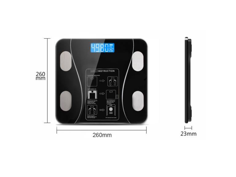 Pesa Balanza Electrónica con Bluetooth Negro Importclick