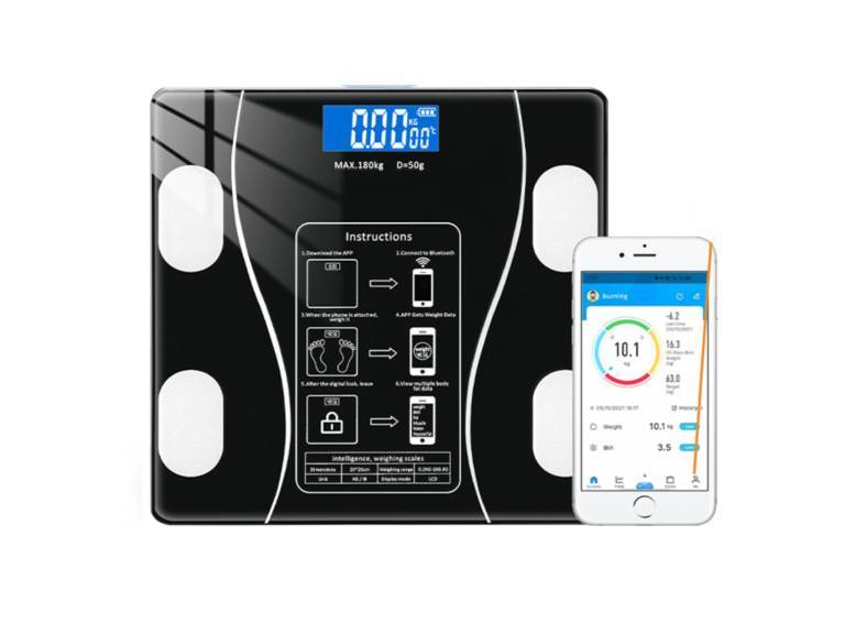 Pesa Balanza Electrónica con Bluetooth Negro Importclick