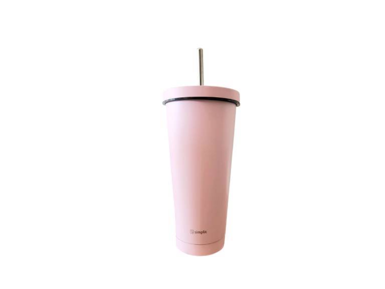 Vaso Térmico Tumbler 750ml Tapa y Bombilla Rosado Simplit