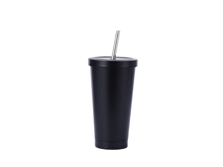 Vaso Térmico Tumbler 750ml con Tapa y Bombilla Negro Simplit