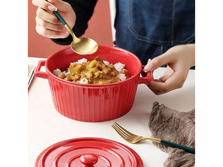 Fuente de Cerámica para Horno Cacerola Olla Roja Simplit