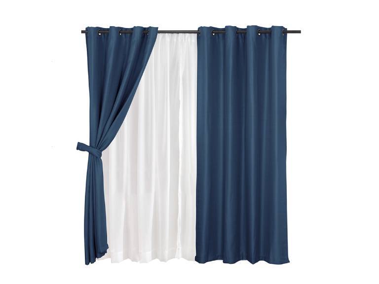 Set Cortina jqd Rustica 8pzas Argolla 140x220 Azul-P