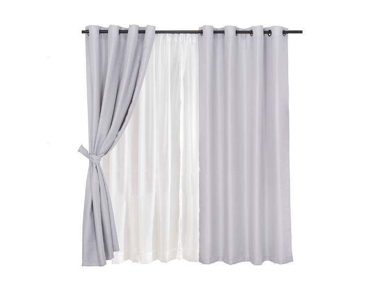 Set Cortina jqd Rustica 8pzas Argolla 140x220 Gris- P