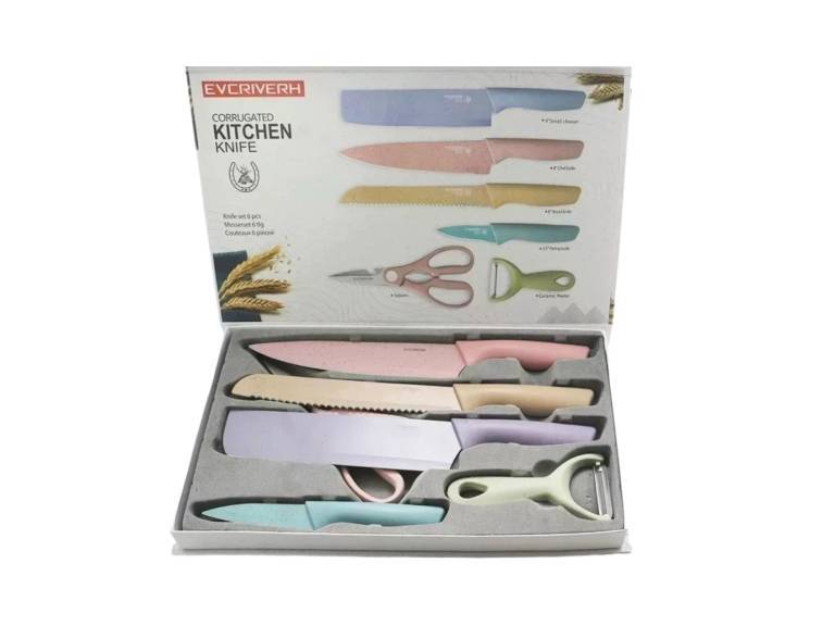 Set cuchillos acero Inoxidable 6 piezas colores Importclick