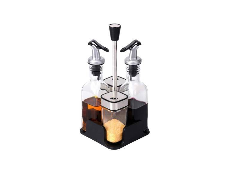 Set Alcuza dispensador 4 piezas vidrio 100 ml. Importclick