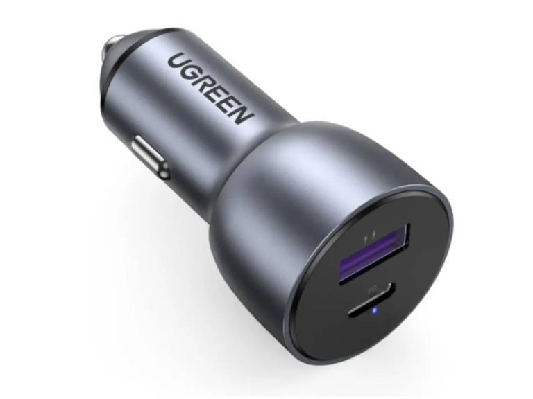 Cargador Automovil 1Usb-C + 1Usb-A Carga Rapida